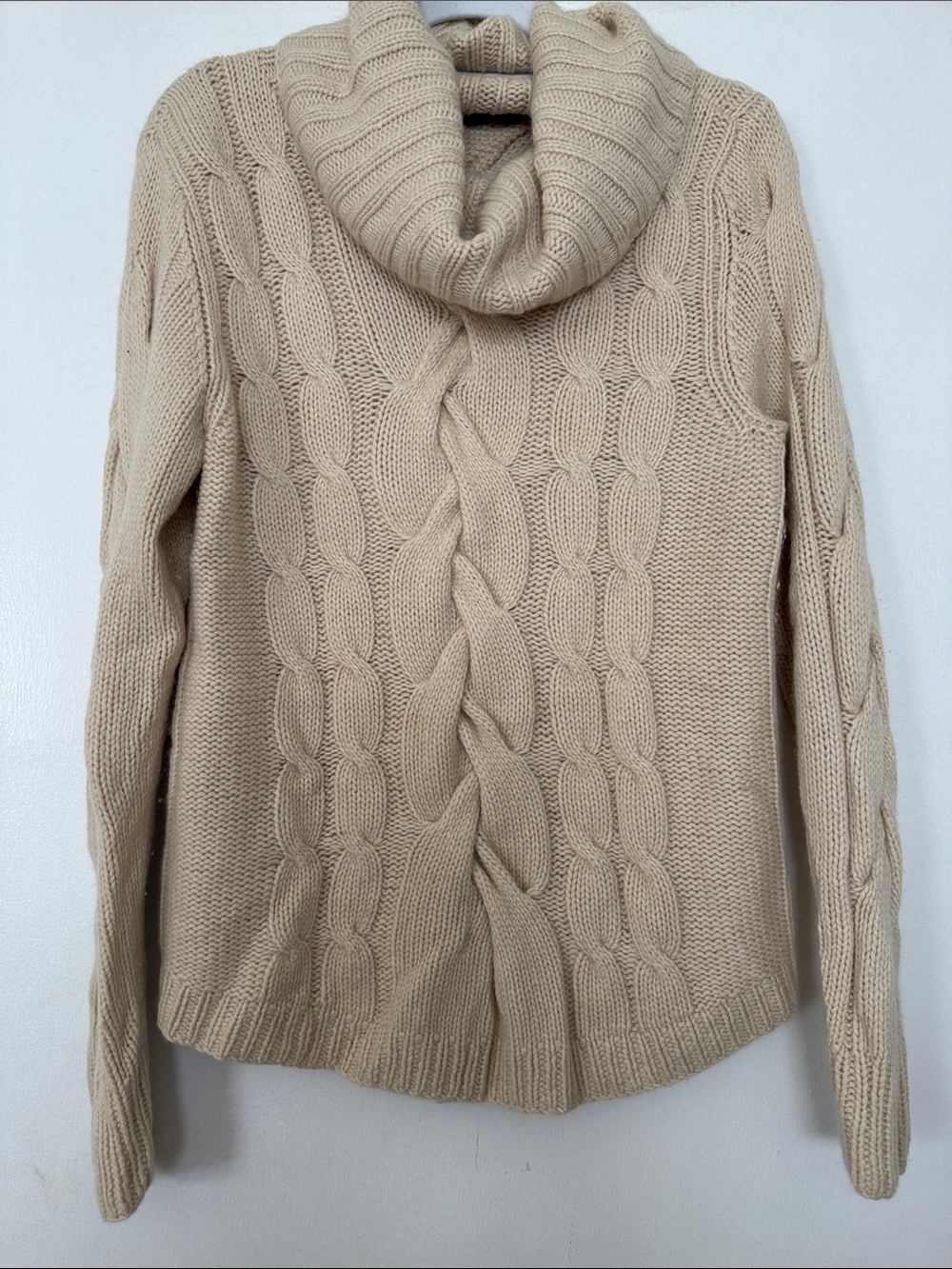 Saks Fifth Avenue Cream Cable-Knit Turtleneck Cashmere Sweater